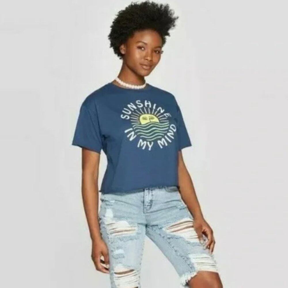 Modern Lux Crop Tee Sunshine in my Mind Size XL T-Shirt Spring Happiness Vibes